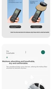 Detailed view of UV protection test and breathable fiber structure of the sun visor hat