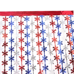 Laser foil snowflake tinsel curtain in red blue and silver for Christmas party decor