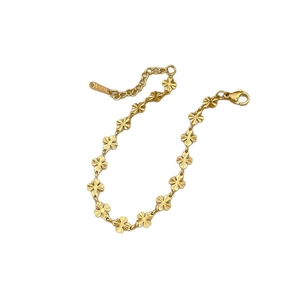 Minimalist gold titanium steel four-leaf clover chain bracelet for women in polished finish