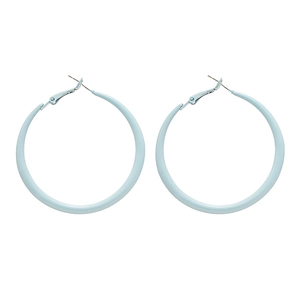 Boucles d'oreilles créoles géométriques bleu clair minimalistes avec aiguilles en argent