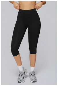 Slim fit high waisted black yoga shorts with tummy control for fitness and running