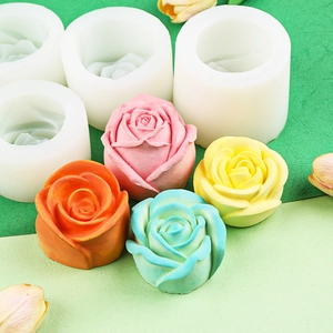 3D rose flower silicone mold set for DIY scented candles, gypsum, and resin crafts