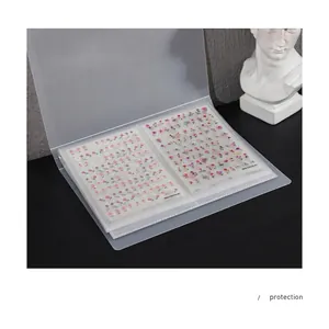 Transparent acrylic nail sticker storage album with floral nail art decal inserts