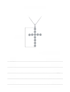 Detailed size chart for the S925 silver cross pendant with 0.10ct moissanite stones