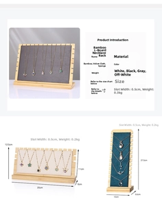 Bamboo necklace display stand with velvet slots and multiple size specifications