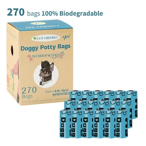 Detailed set of 18 rolls of lavender scented biodegradable pet waste bags for dogs