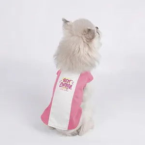 Pink and white patchwork pet t-shirt with BEST EDITION print for small dogs and cats