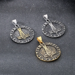 Viking Mjölnir pendant necklaces with Thor's hammer and Nordic runes in 3 colors