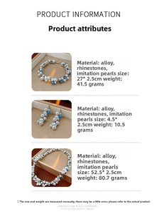 Specifiche dimensionali per set di gioielli vintage con perle, bracciale e orecchini
