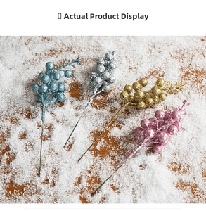 Glitzernde künstliche Beerenstiele für Weihnachtsdeko in Blau, Gold, Silber und Rosa