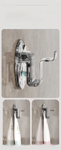 Wall-mounted acrylic toothpaste and facial cleanser holder with flexible silicone clips