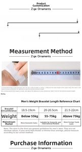 Guide for measuring wrist size and selecting length for woven leather men's bracelets