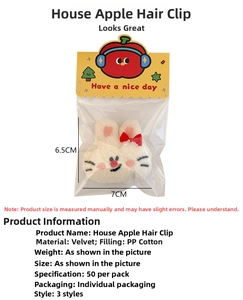 Detail view of cute rabbit plush hair clips made of soft jade fox velvet and PP cotton