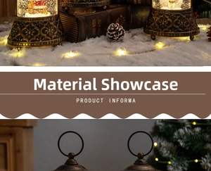 Detail of vintage bronze Christmas snow globe base with intricate floral embossed patterns