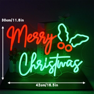 Merry Christmas neon LED sign wall hanging decoration for holiday parties and home decor