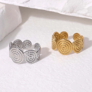 Vintage geometric spiral stackable rings in gold and silver finish stainless steel