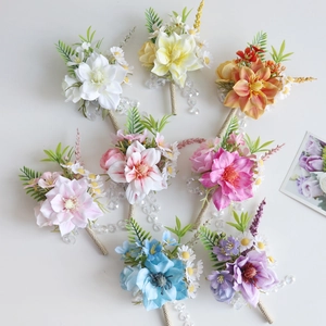 Corsages de mariage artificiels élégants et fleurs de poignet en huit couleurs
