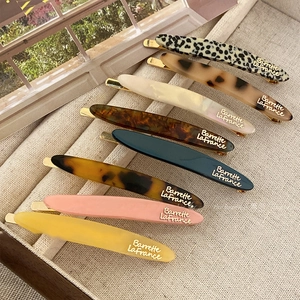 Minimalist Marbled Acetate Hair Clip French Retro Long Barrette Elegant Side Clip Fashion Hair Accessory Women