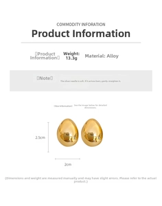 Détails de boucles d'oreilles ovales dorées avec dimensions de 25mm et poids de 13,3g