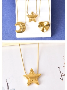 Detailed view of gold star moon heart pendants with elegant snake chains for women