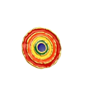 Chic 18K gold-plated stainless steel brooch with colorful concentric enamel rings