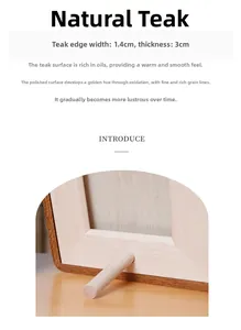 Detailed view of natural teak wood frame with 1.4cm width and 3cm thickness