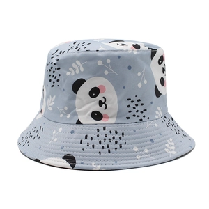 Chapeau bob bleu clair pour femmes avec motifs panda mignons et protection solaire