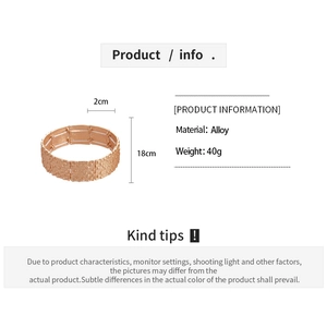 Tableau des tailles détaillé pour bracelet élastique en alliage doré martelé