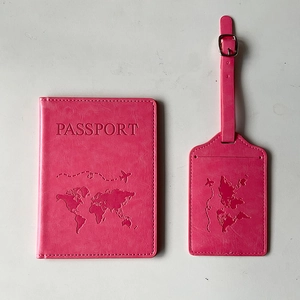 Passport Holder And Luggage Tag PU Leather World Map Embossed Vintage Business Travel Accessories Passport Cover Protection