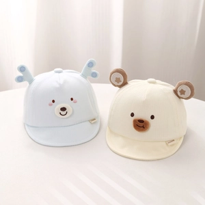 Chapeaux de soleil mignons pour bébé avec oreilles d'animaux en coton doux bleu