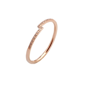 Chic rose gold thin open ring with a criss-cross design and shimmering inlaid gemstones