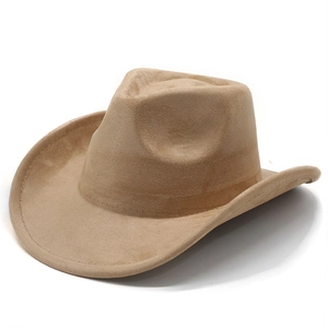 Classic Western Cowboy Hat Suede Fabric Wide Brim Vintage Style Outdoor Riding Sun Protection For Men Women