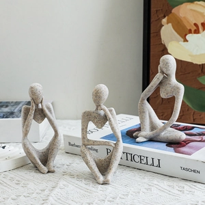 Statue De Penseur Abstrait Sculpture De Personnage De Yoga En Résine Décoration De Bureau Style Nordique Moderne Décor De Maison