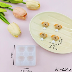 Detailed dimensions of 4-cavity puppy silicone mold for resin and plaster casting