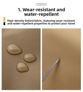 Detalle de tela Oxford caqui resistente al agua para bolsas de deporte y viaje