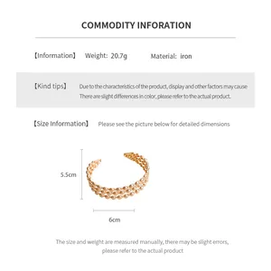 Size chart showing 6cm diameter and 20.7g weight for the triple-layer golden bracelet