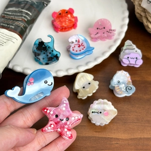 Mini Marine Animal Hair Claw Clips Cute Cartoon Whale Seahorse Acetate Hairpins Kawaii Hair Accessories Women Girls