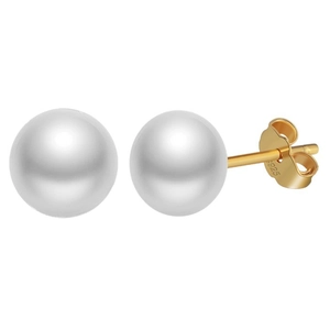 Elegant S925 sterling silver stud earrings with round white natural freshwater pearls