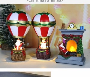 Leuchtende Weihnachtsdekoration aus Harz mit Weihnachtsmann und Schneemann Figuren im Set