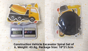 Construction party swirl decorations set with truck cards and 18x21.5cm sizing