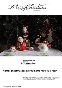 Detailed close-up of a resin Santa Claus ornament in a festive miniature snowy scenery