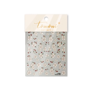 Elegant shell-textured peach blossom nail art stickers with red berries and green leaves