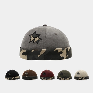 Cappello Docker In Cotone Unisex Ricamo Stella Vintage Bordo Camuffamento Regolabile Senza Tesa Miki Cap Streetwear Hip Hop