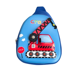 Blue 3D crane cartoon chest bag for kids with hard shell EVA material and cute design