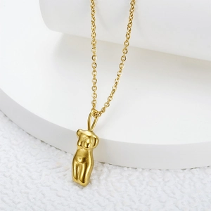 Artistic Female Body Torso Pendant Necklace Stainless Steel Abstract Minimalist Design Clavicle Chain Jewelry For Women