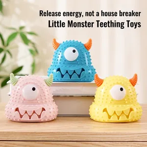 Squeaky Dog Toy TPR Bite Resistant Little Monster Shape Dental Cleaning Interactive For Puppies And Large Dogs