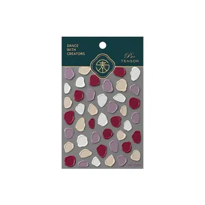3D Morandi colored nail stickers with drip texture and M-144 embossing on green card