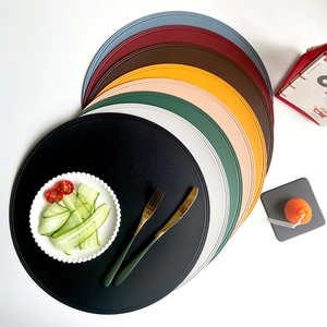 Round Placemats PVC PU Leather Waterproof Oilproof Heat Resistant Floral Embossed Nordic Style Table Mats Dining Decor