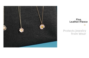 Detail of necklace display board with soft leather texture for anti-scratch protection