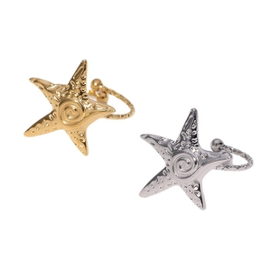 Minimalist 18k gold and silver stainless steel starfish rings with textured details